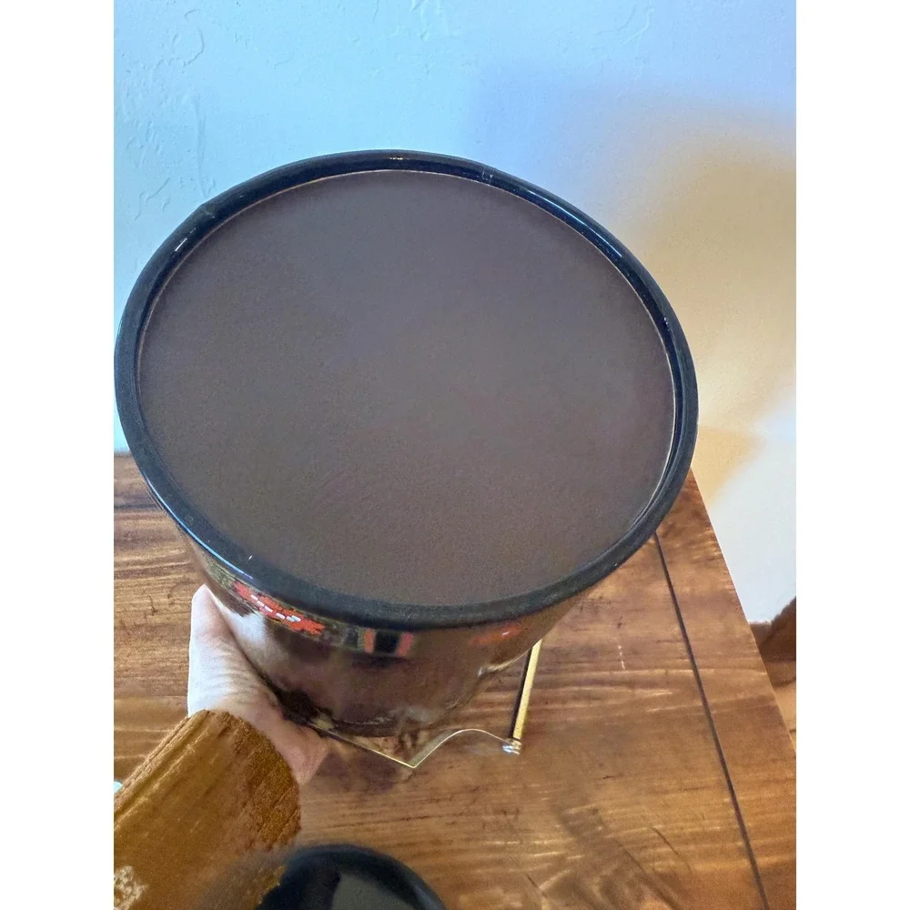 Vintage Chinoiserie Ice Bucket Faux Bamboo Handle Red and Black Intricate Design